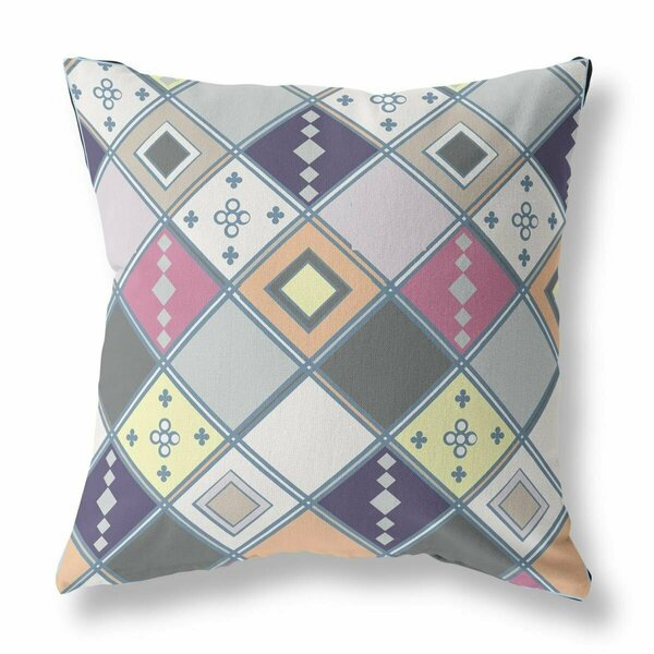 Palacedesigns 18 in. Tile Indoor & Outdoor Zippered Throw Pillow Beige & Pink PA3102743